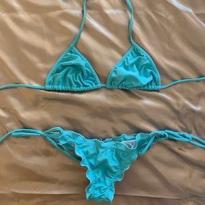 Blue Rouched Bikini
